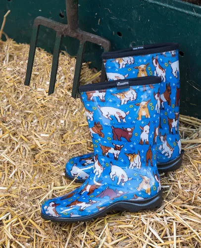 Vista 3 de Sloggers Botas de lluvia de jardín impermeables para mujer, bonitas botas de barro y mugre a media pantorrilla con plantilla de apoyo cómoda
