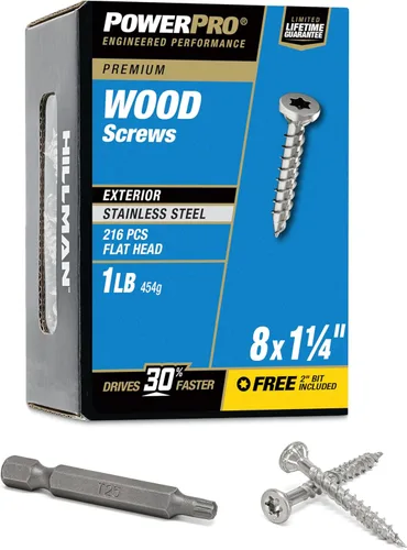 Vista 18 de Power Pro Tornillos de madera para exteriores de alta calidad, tornillos de cubierta multiusos #8 x 1-1/2 pulgadas para proyectos al aire libre