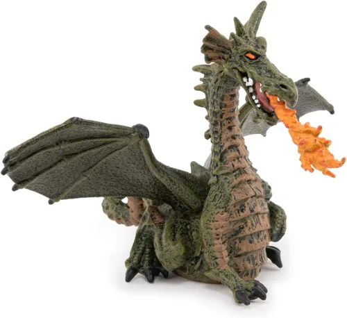 Vista 5 de Dragón alado con fuego (dragón azul o verde alado; los colores pueden variar)