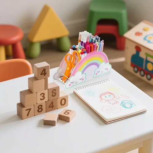 Vista 7 de COMNICO Soporte para lápices para escritorio, soporte acrílico para lápices, arco iris, mesa de escritorio, organizador de escritorio, caja