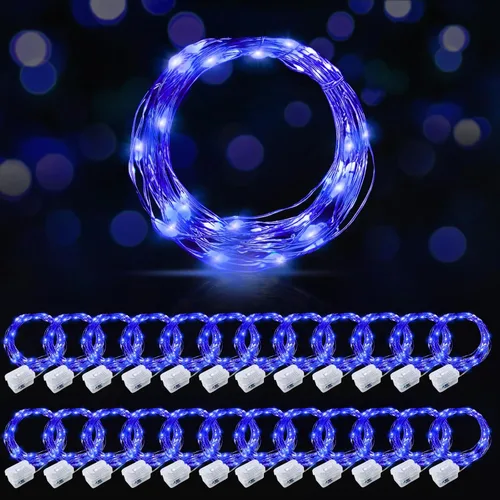 Vista 13 de AIKEI Paquete de 12 luces LED de hadas que funcionan con pilas, guirnaldas de luces impermeables de 7 pies, 20 luces LED de luciérnagas estrelladas