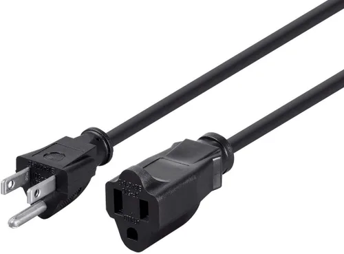 Monoprice 105296 Cable de extensión de alimentación de 1 pie, 16 AWG, 13A (NEMA 5-15P a NEMA 5-15R), negro - 13A