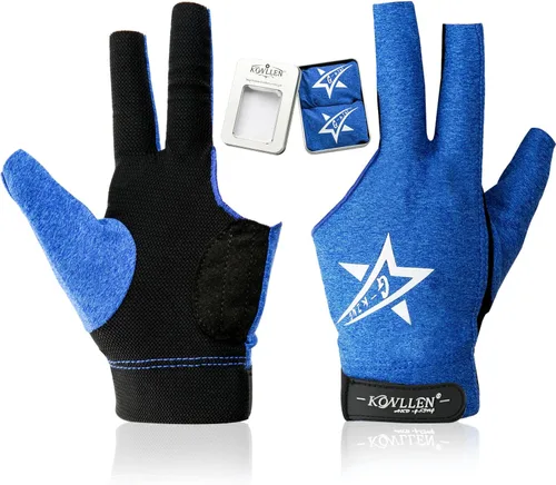 Vista 18 de KONLLEN Breathable Billiards Gloves, Left/Right Hand Three-finger design, mesh palm, adjustable wrist strap, secure grip for pool and snooker