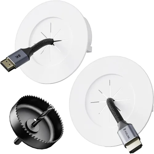 Vista 9 de VCELINK Kit de gestión de cables con cepillo en la pared para TV montada en la pared, ocultador de cables para cables de baja tensión que pasan a
