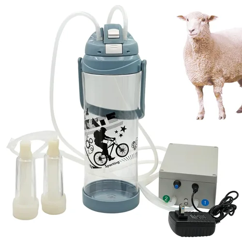 Máquina de ordeño para cabras, bomba de vacío de pulsación, ordeñador de velocidad ajustable, doble cabeza, 3L/0.8 galones