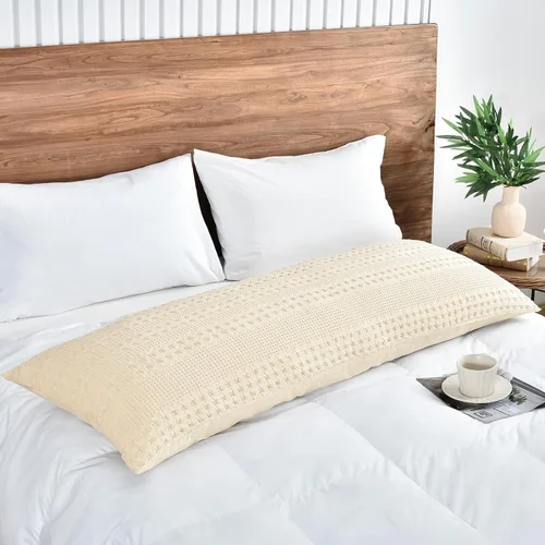 Vista 379 de PHF - Fundas de almohada 100% algodón con tejido gofre europeo, 26 x 26 pulgadas, 2 unidades para decoración elegante del hogar, para cama, sin