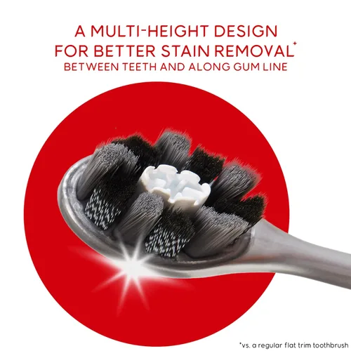 Vista 4 de Colgate Optic White Pro Series - Cepillos de dientes de carbón, cepillos de dientes manuales suaves para adultos con cerdas espirales de carbón