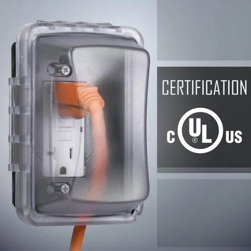 Vista 5 de TayMac MM410C Cubierta Individual de Toma de Corriente Eléctrica Resistente a la Intemperie en Uso para Montaje Horizontal/Vertical de 1 Gang