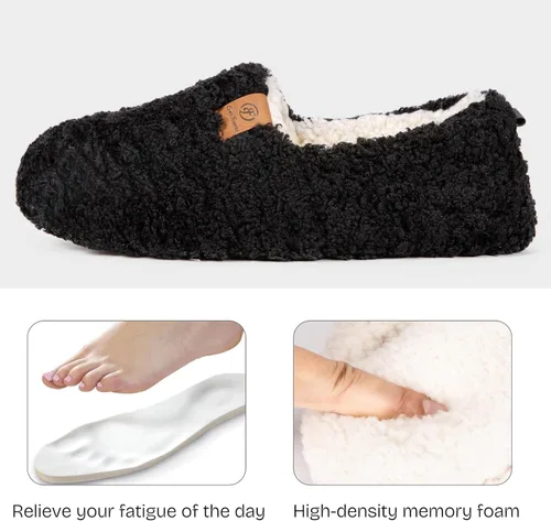 Vista 3 de EverFoams Pantuflas suaves y rizadas para mujer, de espuma viscoelástica, ligeras, cómodas, con forro polar