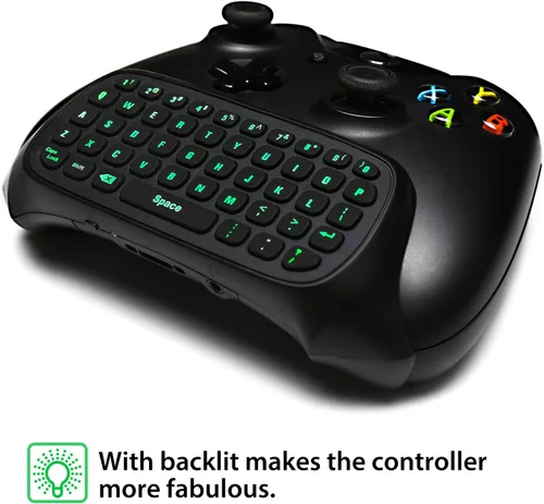 Vista 5 de MoKo Green Backlight Keyboard for Xbox One Controller, Xbox Series XS, Wireless Gaming Chatpad Keypad with USB Receiver&3.5mm Audio Jack, Xbox