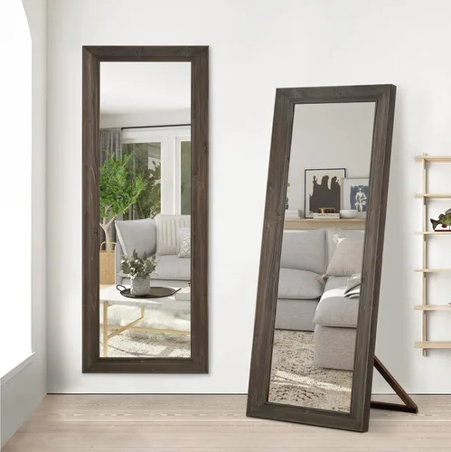 Vista 22 de NicBex Espejo de pared vintage arqueado de 36 x 24 pulgadas, marco de madera maciza, negro