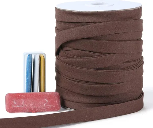 Vista 25 de Cinta al bies de doble pliegue de 1 pulgada, cinta de encuadernación al bies de doble pliegue de 55 yardas (beige) y 4 piezas de tiza de tela