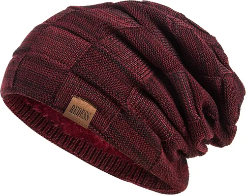 Vista 74 de REDESS Gorro de lana para hombres y mujeres, gorros de invierno cálidos de punto holgados y gruesos tipo calavera A1 negro