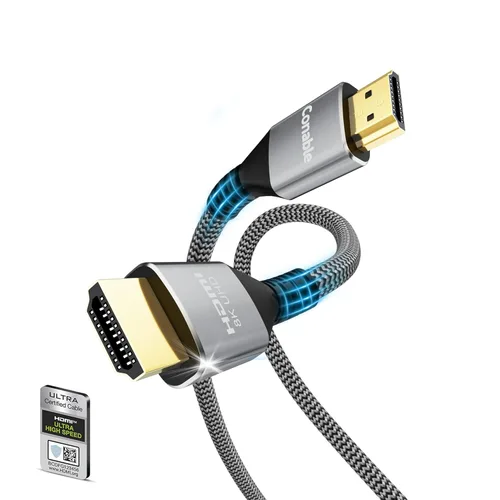 Cable HDMI 2.1 8K de 2 pies, cable HDMI de alta velocidad con certificado real de 48 Gbps, cable trenzado, soporta 10K 8K @60Hz 4K @120Hz, eARC, HDR