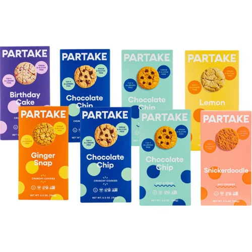 Vista 14 de Paquete variado de galletas horneadas suaves Partake sin gluten (chispas de chocolate, Snickerdoodle, limón) – Veganas – Sin 9 alérgenos incluyendo