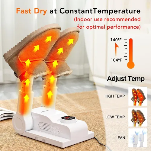 Vista 2 de Control de temperatura mejorado secadora de botas FORLIM para botas de trabajo, secadora de zapatos con temporizador de retardo de 24 horas