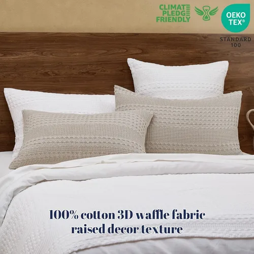 Vista 150 de PHF - Fundas de almohada 100% algodón con tejido gofre europeo, 26 x 26 pulgadas, 2 unidades para decoración elegante del hogar, para cama, sin