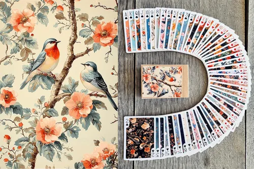 Ornate Aviary Playing Cards Poker Deck ~ Birds Peacocks Parrots and Florals in Decorative Vintage Style with Intricate Patterns deep Colors and