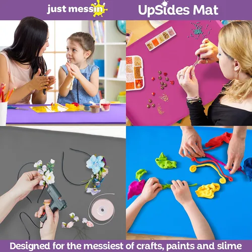 Vista 6 de Just Messin' Tapete de silicona para niños, reutilizable, antideslizante, resistente al calor, con bordes elevados de 0.6 pulgadas para contener