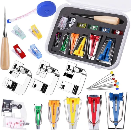 LUNARM Kit de herramientas de cinta al bies con instrucciones (idioma español no garantizado), 5 tamaños (0.236 pulgadas, 0.315 pulgadas, 0.472