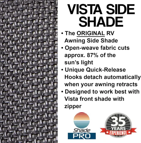 Vista 2 de ShadePro - Toldo lateral Vista - Pantalla de sombra para toldo de RV - Malla solar que bloquea el 87% de la luz solar - El único protector solar