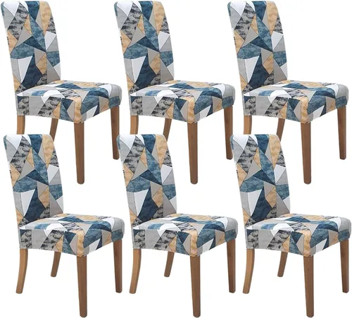 Vista 28 de SPRINGRICO Juego de 4 fundas elásticas para sillas de comedor de Navidad, fundas para sillas Parsons de cocina, fundas de asiento extraíbles