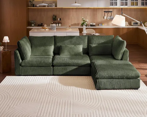 Vista 38 de Sofá modular de felpilla de 77 pulgadas, sofá modular de nube lavable con otomana, sofás seccionales de 3 plazas para sala de estar, cubierta