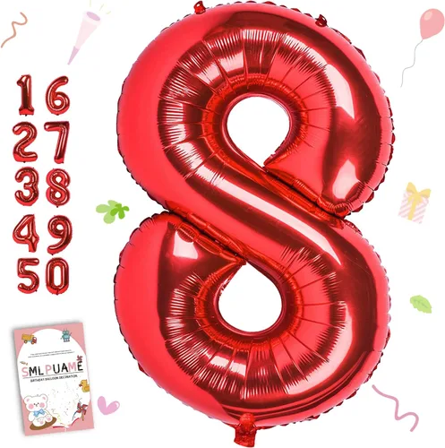 Vista 207 de Smlpuame - Globos grandes de 40 pulgadas de números del 0 al 9, globos numéricos para decoración de fiesta de cumpleaños, globos de helio
