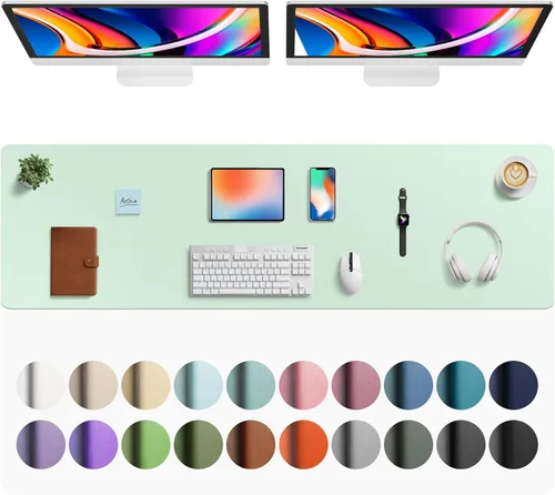 Vista 883 de Aothia Protector de escritorio de cuero, alfombrilla para mouse, alfombrilla de escritorio de oficina, 31.5 x 15.7 pulgadas, secante de escritorio