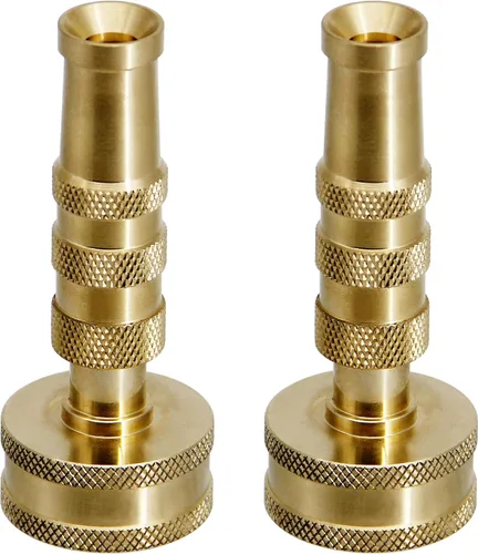 ATDAWN Boquilla de manguera de latón, boquilla de manguera giratoria ajustable de latón resistente, paquete de 2 (3 pulgadas)