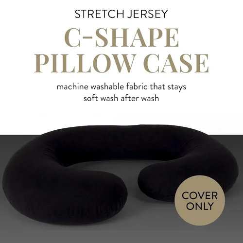 Vista 2 de Betty Dain Funda de almohada de punto elástico para embarazo/maternidad, color negro, 60 x 25 pulgadas.