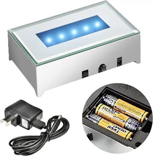 Vista 11 de Pedestal de 5 luces LED – Base programable de satén negro mate con alimentación AC/USB – para arte de cristal 3D – Trofeo, Orbe y bases de luz