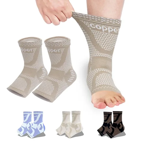 Vista 16 de Copper Ankle Brace with Adjustable Compression Bandage, Ankle Support Compression Sleeve for Men & Women, for Foot Pain, Sprained Recovery, Achilles