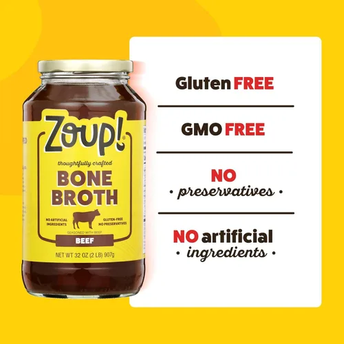 Vista 3 de Zoup - Caldo de hueso de ternera, apto para ceto, sin gluten, sin azúcar, sin OMG, caldo transparente – Ideal para caldo, caldo, base de sopa