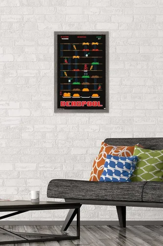Vista 2 de Trends International Marvel Comics Deadpool - Póster de pared de juego, 22.4 pulgadas de largo x 14.7 pulgadas, versión enmarcada de madera