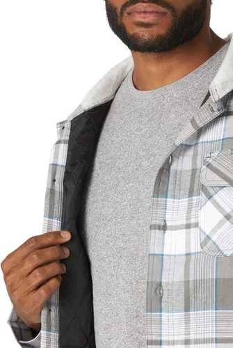 Vista 3 de Wrangler Authentics - Chaqueta estilo camisa de franela acolchada con capucha para hombre de manga larga