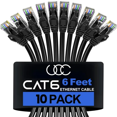 Vista 13 de Ultra Clarity Cables Cable Ethernet CAT 6 (1.5 pies) LAN, UTP (1.6 ft) CAT6, RJ45, red, parche, cable de Internet, paquete de 10 unidades (1,5 pies)