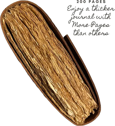 Vista 3 de Diario de cuero vintage – 200 páginas de papel rústico con borde irregular – Páginas sin líneas, Libro de las Sombras, Grimorio, Cuaderno de notas