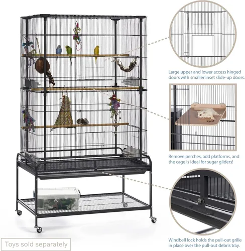 Vista 3 de Prevue Pet Products F085 - Jaula para pájaros de vuelo con soporte, color negro