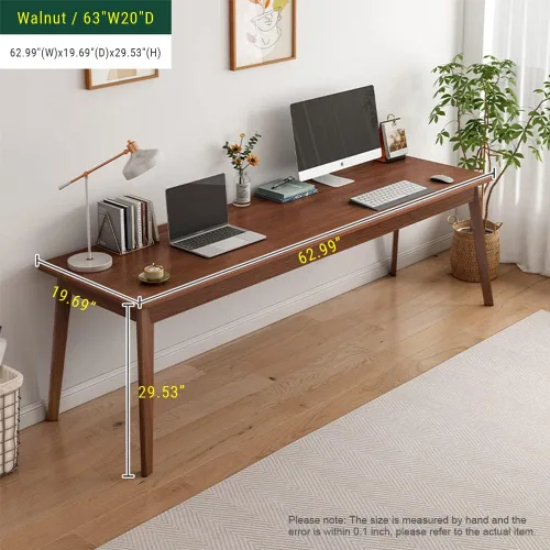 Vista 5 de NELYE - Escritorio largo de mediados de siglo - 63" de estilo simple y moderno, extra largo, para 2 personas, de madera, estación de trabajo