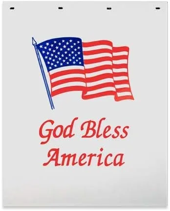Vista 2 de Denco God Bless America - Juego de 2 solapas de barro para semirremolques resistentes de 24 x 30 pulgadas, color blanco