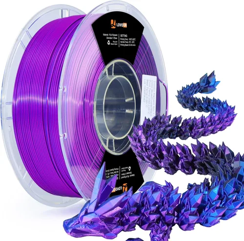 Vista 9 de LOVOON Filamento de ácido poliláctico (PLA) para impresión 3D multicolor, filamento PLA de 0.069 pulgadas, cambio de color doble por ángulo