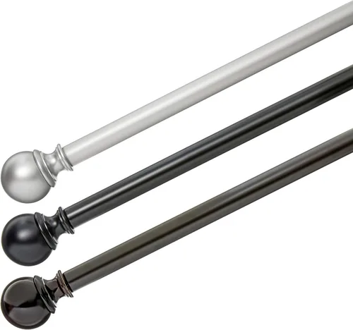 Vista 5 de Yaxa Basics - Barras ajustables para cortinas para ventanas, con remates redondos, barra de 1 pulgada, de 36" a 72", color negro, paquete de 1