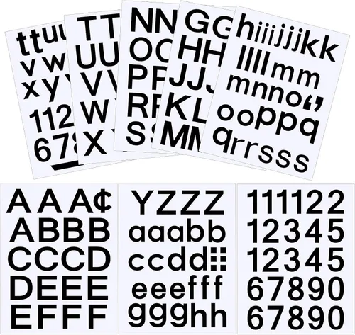 Vista 12 de Outus 8 hojas de calcomanías de letras de vinilo, autoadhesivas, números para buzón, letras del alfabeto, para medias de Navidad, álbumes