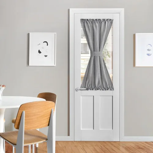 Vista 33 de NICETOWN Cortinas de lino con luz lateral, 12 pulgadas de ancho x 72 pulgadas de largo, panel de cortina para puerta delantera francesa, bolsillo