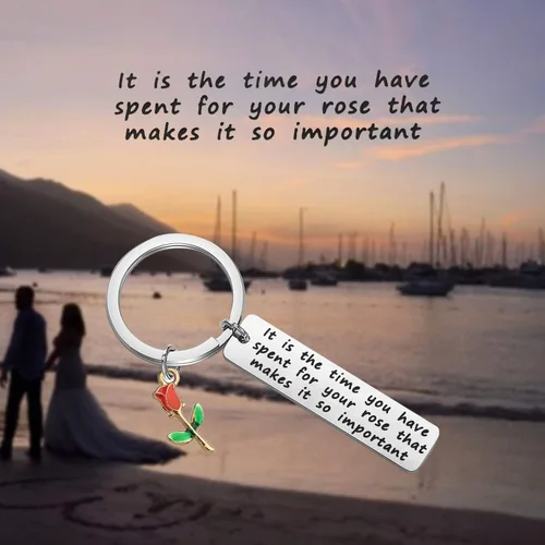 Vista 7 de MYOSPARK - Llavero con cita del pequeño príncipe que es el tiempo que pasas en tu rosa