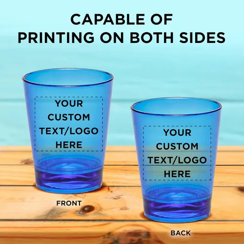 Vista 6 de Vasos de chupito de plástico translúcidos personalizados de 1.5 onzas, juego de 10/50/100 unidades, acrílico, ideal para regalos de cumpleaños