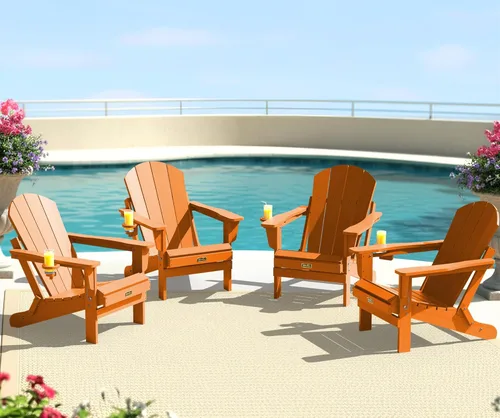 Vista 75 de SERWALL - Silla plegable Adirondack para patio, jardín, exterior, resistente a la intemperie, sillas para hoguera, color naranja