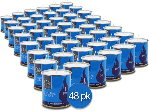 Vista 8 de Vela Yahrzeit de 1 día – Paquete de 6 – 24 horas Kosher Yahrtzeit Memorial y Yom Kippur vela en soporte de taza de lata
