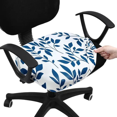 Vista 17 de Smiry Fundas de asiento impresas para silla de computadora de oficina, ajuste elástico, universal para silla giratoria de escritorio, lavables Beige